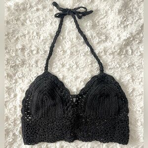 Bohemian Hippie Handmade Crocheted Coachella Bikini Crop Top Sz S